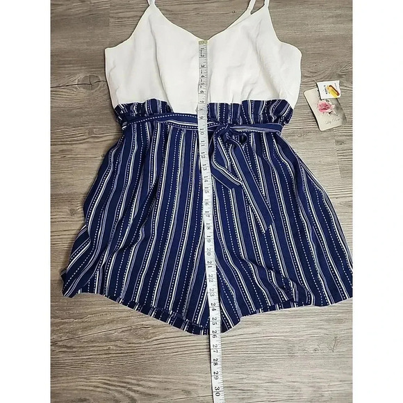 Lily Rose Juniors Paperbag Romper Cami Top Size XL Navy Blue White Resort NWT - Picture 12 of 14